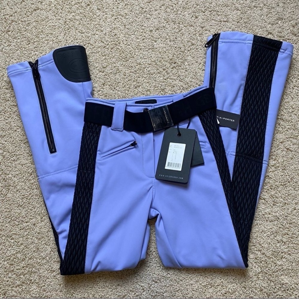 GOLDBERGH Brooke Pippa belted quilted flared ski pants Lilac Purple US 4 NWT